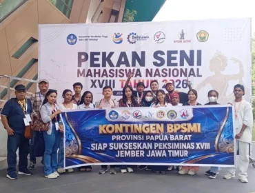 Peserta kontingen Papua Barat saat tiba di lokasi Peksiminas di Universitas Jember, Selasa (8/9/2026). (ANTARA/HO-Humas Unej)